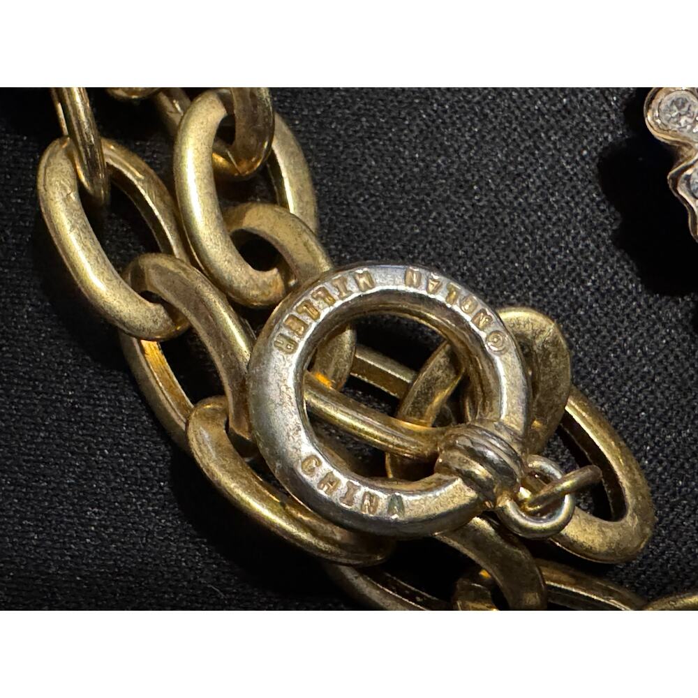 Vintage Nolan Miller 18in Gold Tone Rhinestone Flower Necklace - Picture 3 of 6